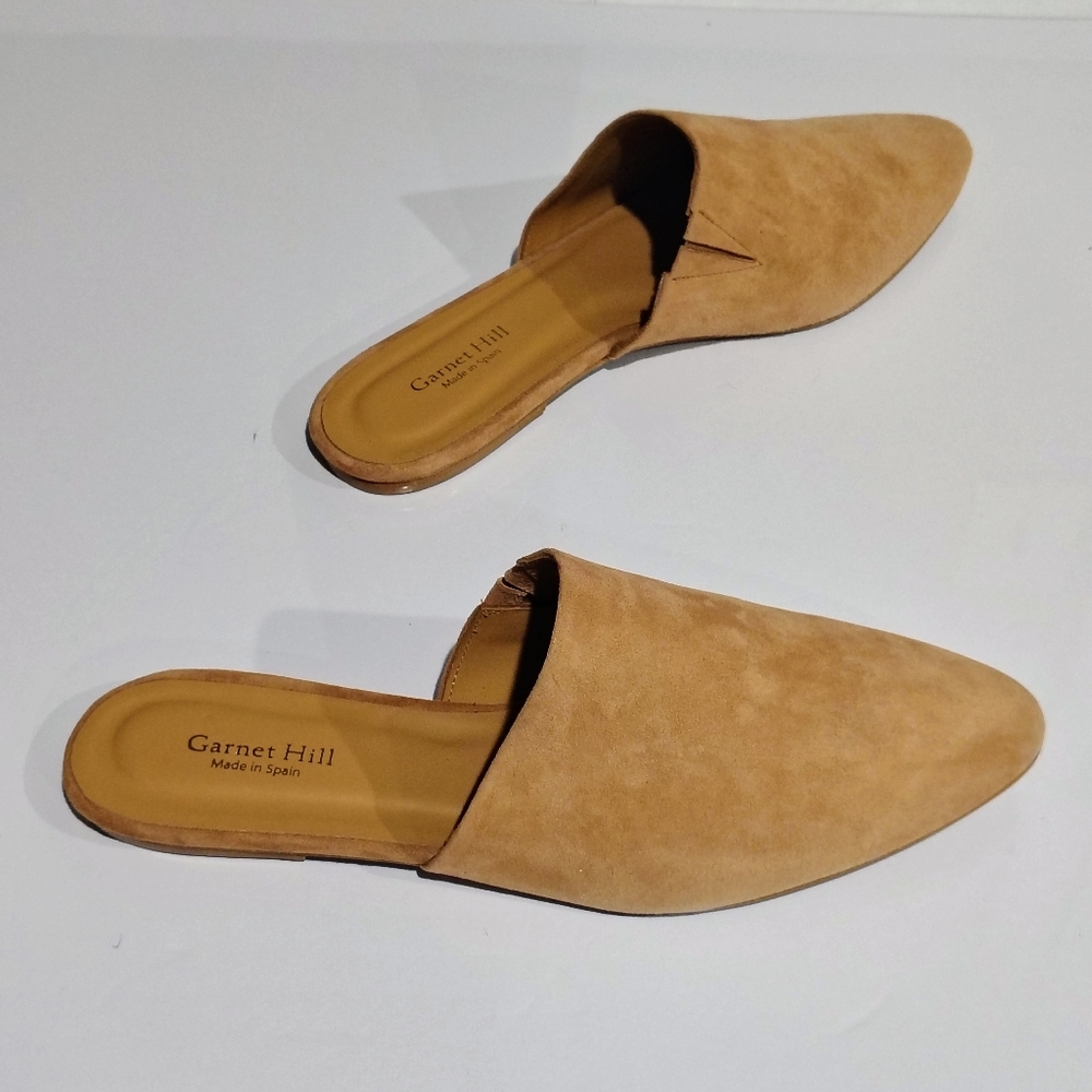 Garnet Hill Women's Suede Slip-On Mules in Tan Size 40
